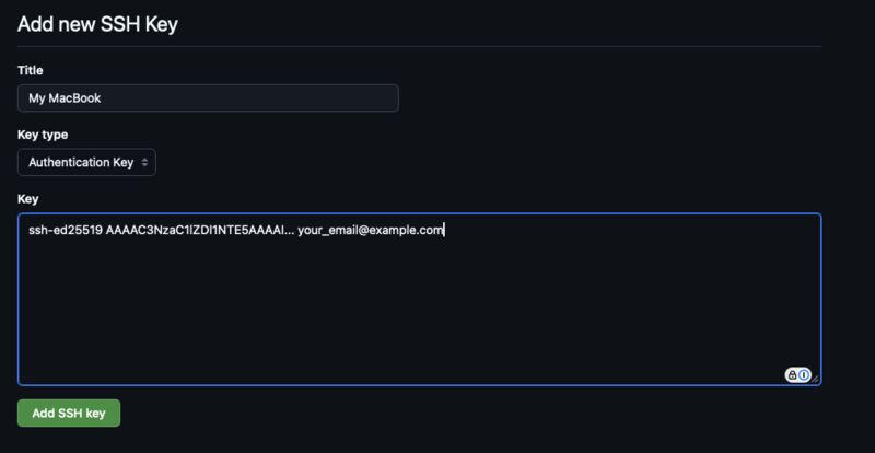 SSH鍵の登録フォーム